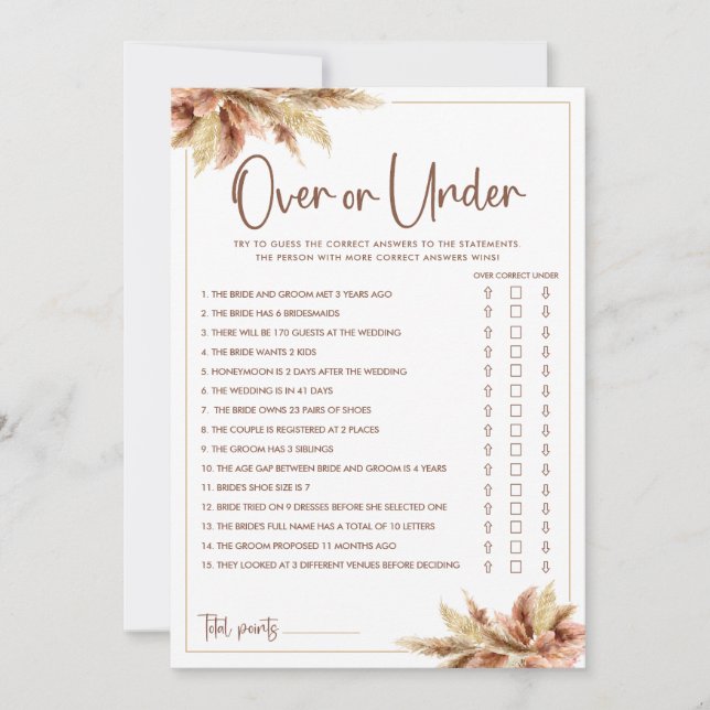 Cartão de Jogo de Chá de Panela "Pampas Grass Over (Frente)