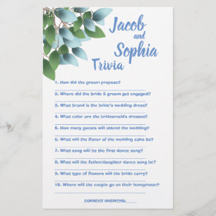 CARTÃO DE JOGO DE CHÁ EUCALYPTUS BRIDE & GROOM T