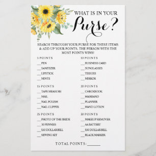 Cartão de Jogo de Chuveiro de Girassóis O que está