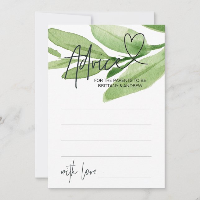 Cartão de Jogo de Conselhos de Chás de fraldas Tro (Frente)