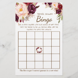 Cartão de Jogo de Flores do chá de panela Bingo Ma
