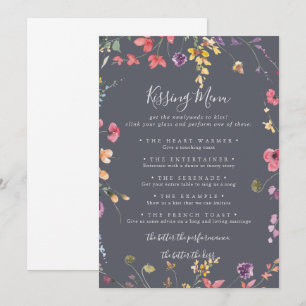 Cartão de Jogo de Menu Clássico Azul de Beijo de C