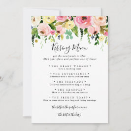 Cartão de Jogo de Menu de Beijo de Casamento Color