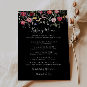 Cartão de Jogo de Menu de Beijo de Casamento de Fl