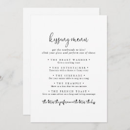 Cartão de Jogo de Menu de Beijo de Casamento de Sc