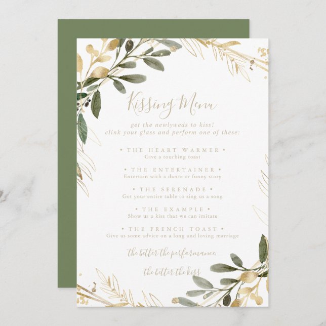 Cartão de Jogo de Menu Geométrico Dourado Casament (Frente/Verso)