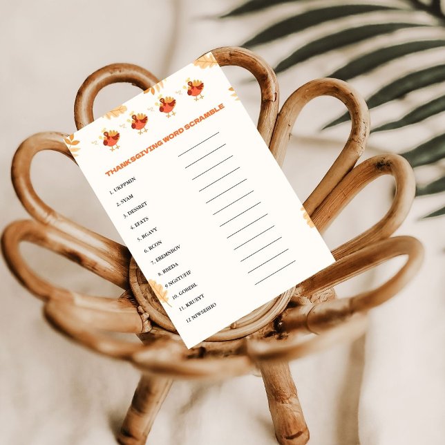 Cartão de jogo de palavras de Ação de Graças minim (Criador carregado)