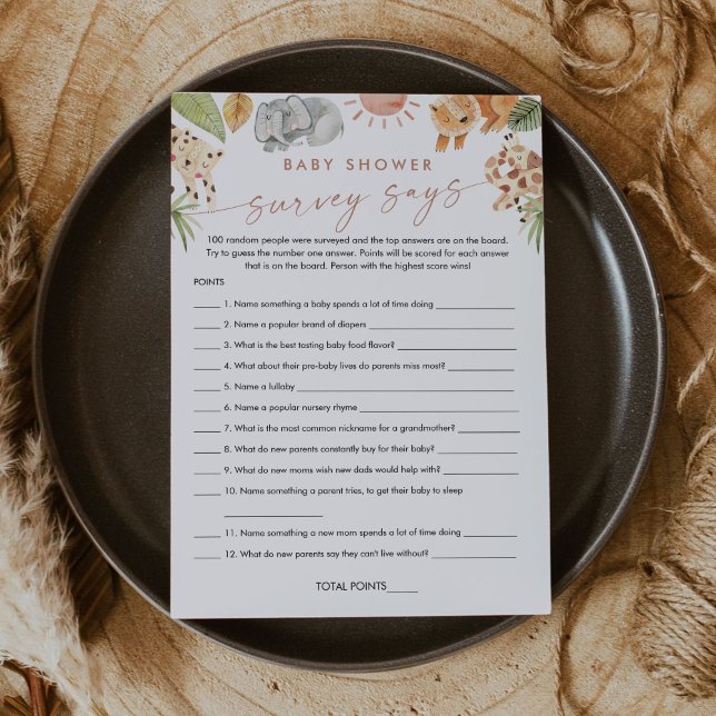 Cartão de Jogo de Pesquisa de Chá de fraldas SAFAR (Criador carregado)