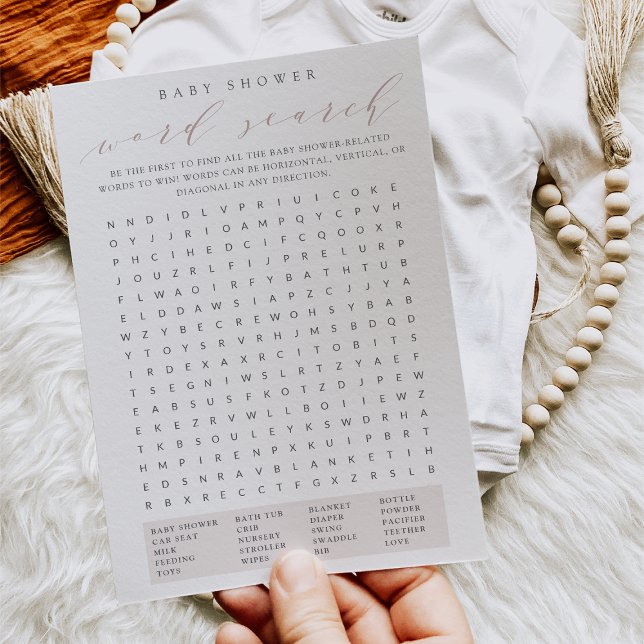 Cartão de Jogo de Pesquisa do Word Chá de fraldas  (Criador carregado)