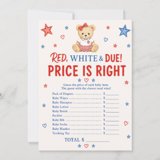 Cartão de Jogo de Preço Devido Vermelho Branco