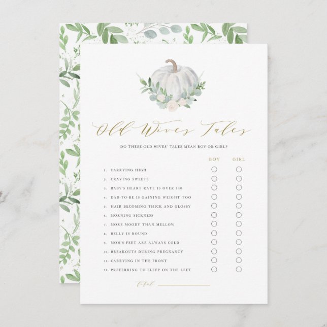 Cartão de Jogo de Pumpkin Branco Velho Esposas Vel (Frente/Verso)