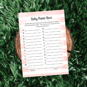 Cartão De Jogo De Raça De Nome De Bebê Rosa Tan