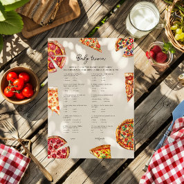Cartão de Jogo de Trivia Baby Shower Pizza Baby