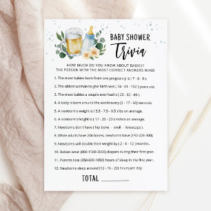 Cartão de Jogo de Trivia de Bebê 'Baby Is Brewing'