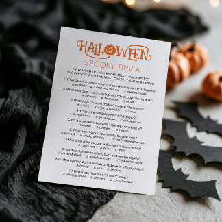 Cartão de Jogo de Trivia de Halloween