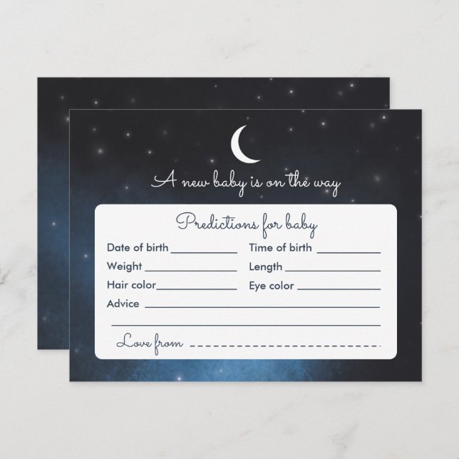 Cartão de jogo do chá de fraldas da noite (Frente/Verso)