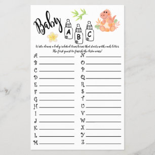 CARTÃO DE JOGO DO CHÁ DE FRALDAS DINOSAUR BABY A