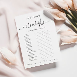 Cartão de Jogo do Chá de fraldas do Word Scramble 