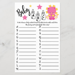 CARTÃO DE JOGO DO CHÁ DE FRALDAS LION BABY ABC