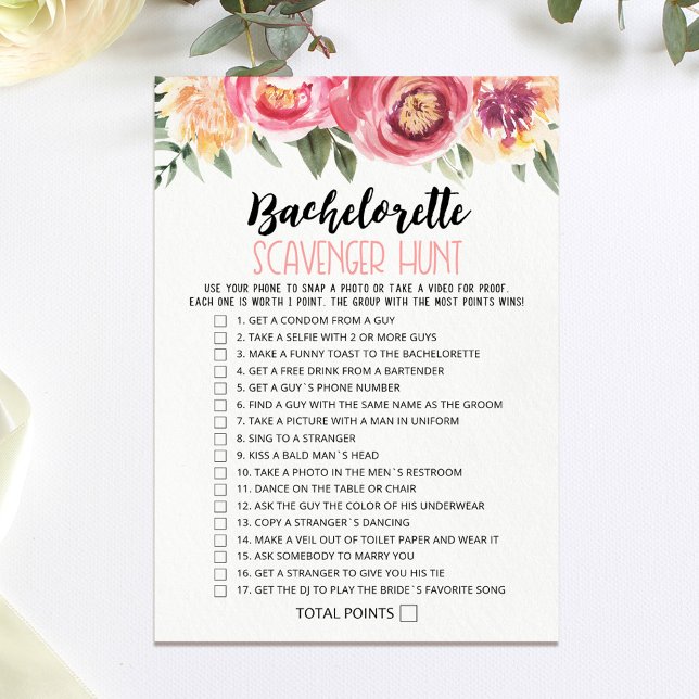 Cartão de jogo editável Scavenger Hunt Hen Party (Criador carregado)