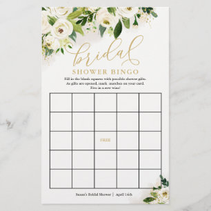 Cartão de Jogo Floral de Bingo de Papel Bridal Bra