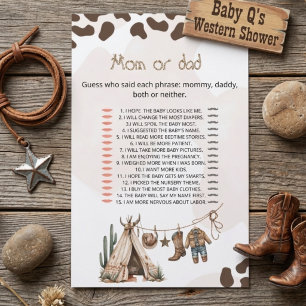 Cartão de Jogo Mamãe ou Papai Cowboy  como vai  ch