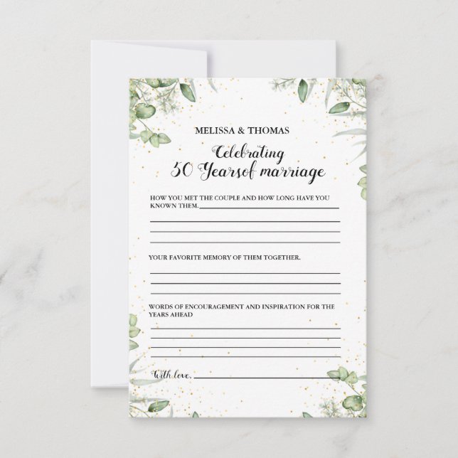 Cartão de jogo para festa de casamento do 50º aniv (Frente)