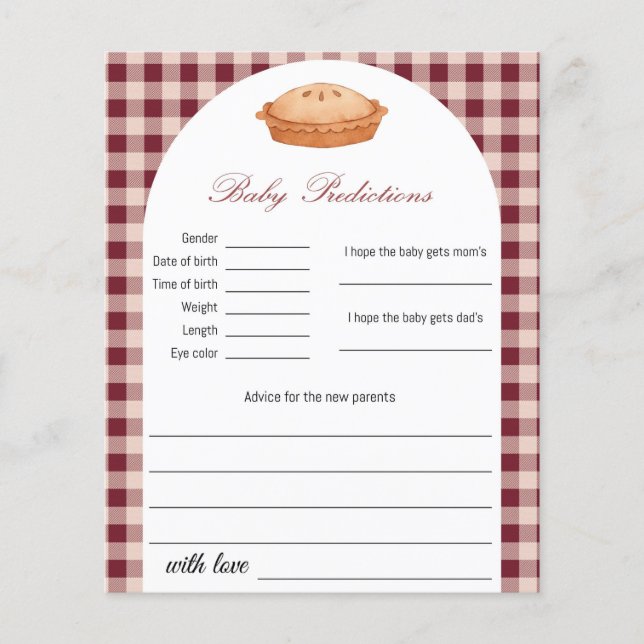 Cartão de Jogo para Predicações de Bebê de Pizza C (Frente)