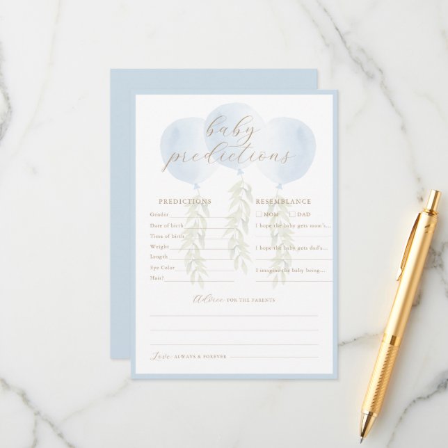 Cartão de Jogo para Previsões de Bebê Eucalyptus B (Frente/Verso In Situ)