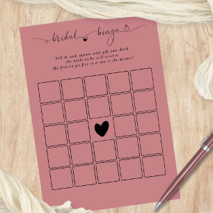 Cartão de Jogo Rosa cor-de-rosa com Chá de Bingo B