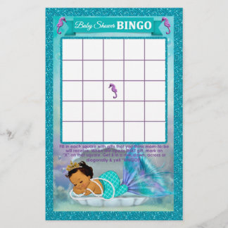 Cartão de Jogo Sereia do Chá de fraldas Bingo #136