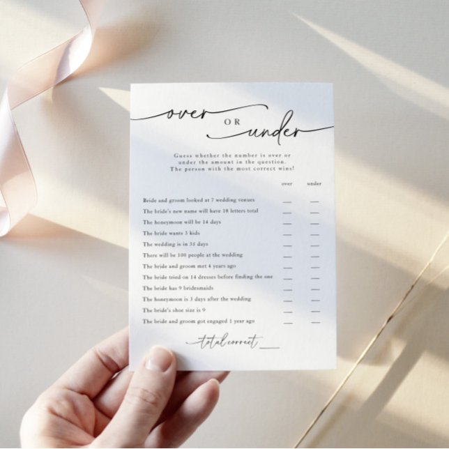 Cartão de Jogo "Sobre ou Abaixo" de Chá de panela  (Criador carregado)