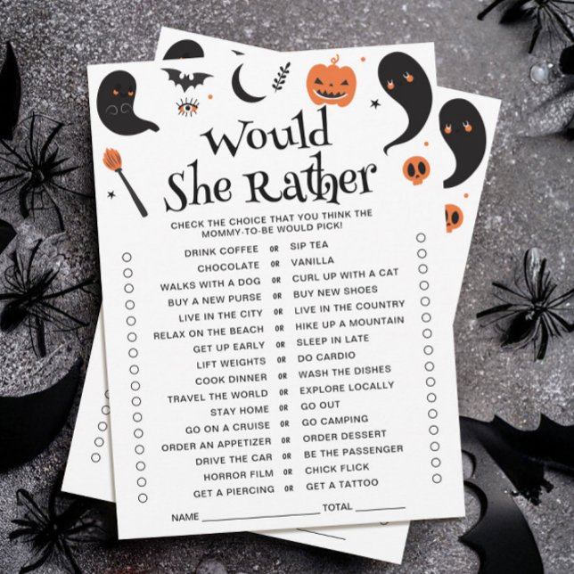 Cartão de Jogo 'Would She Rather' para Chá de Bebê (Criador carregado)