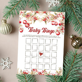 Cartão de Jogos de Bingo para Chá de Bebê de Natal