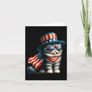 Cartão De Julho Cat American Flag Cat Lover Meowica Indep