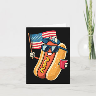Cartão De Julho Hotdog Engraçado Quarto De Julho Patrióti