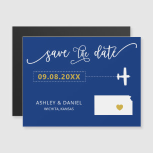 Cartão de Kansas de Save the Date de Casamento, Ma