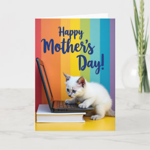 Cartão de Kitten Listrado para o Dia das Mães