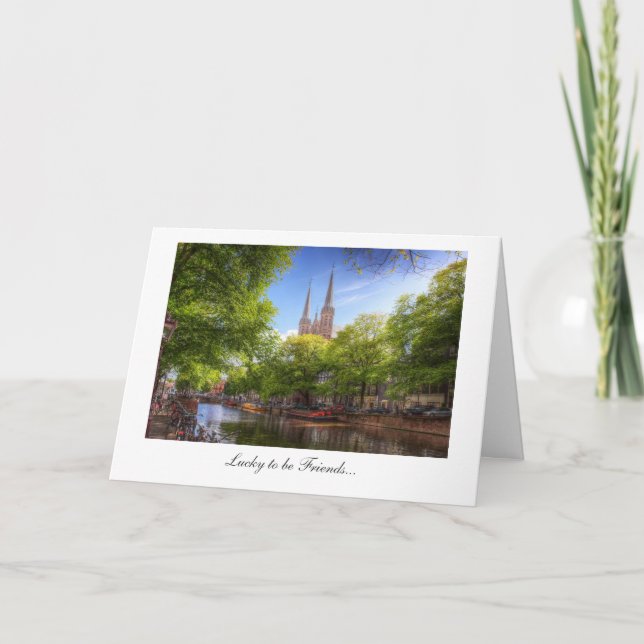 Cartão De Krijtberg, Amsterdam - Lucky to be Friends (Frente)
