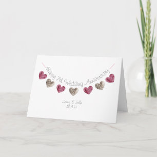 Cartão de lã de 7 Feliz Aniversário de Casamento