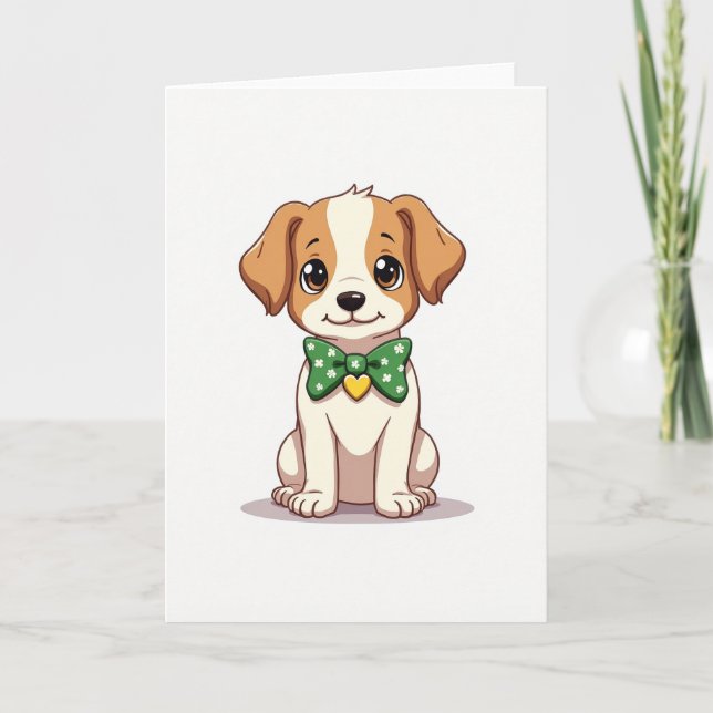 Cartão de Laço de Cachorrinho Fofo (Frente)