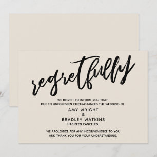 Cartão de Lamentações de Casamento Cancelado com L