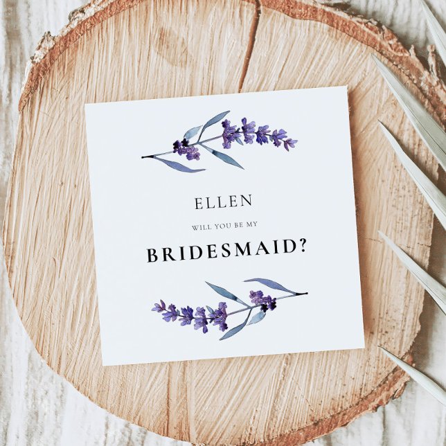 Cartão de lavanda floral Elegante Bridesmaid (Criador carregado)