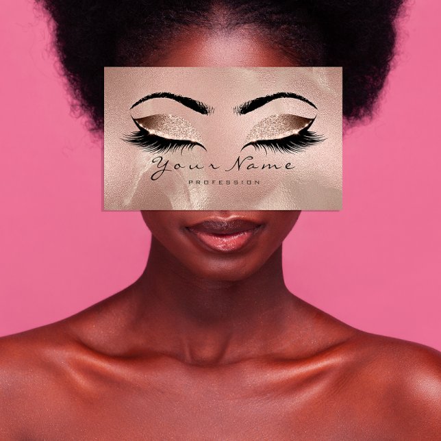 Cartão de Lealdade 10 Lash Rosa Dourado Coroa Dour (Beauty Loyalty Card 10 Lash Rose Gold Gold Crown)