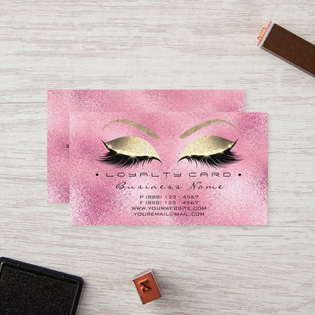 Cartão de Lealdade 6 Salão de Bela Pisca Vidro Ros (Frente/Verso In Situ)