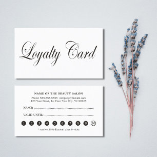 Cartão de lealdade branco preto-branco simples e e