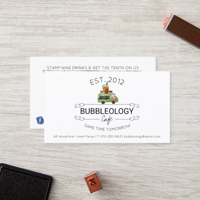 Cartão de Lealdade Compre para Chá-Bble (Frente/Verso In Situ)
