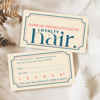 Cartão de lealdade de beleza azul minimalista Boho