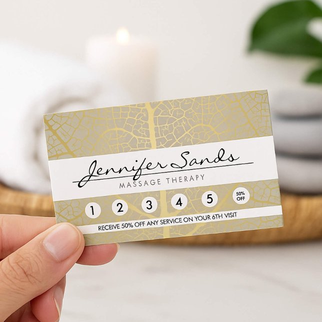 Cartão de Lealdade de Padrão de Árvore Folha Doura (Criador carregado)