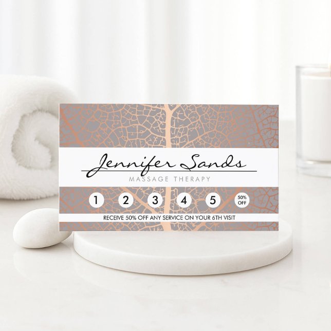 Cartão de Lealdade de Padrão de Árvore Folha Doura (Criador carregado)